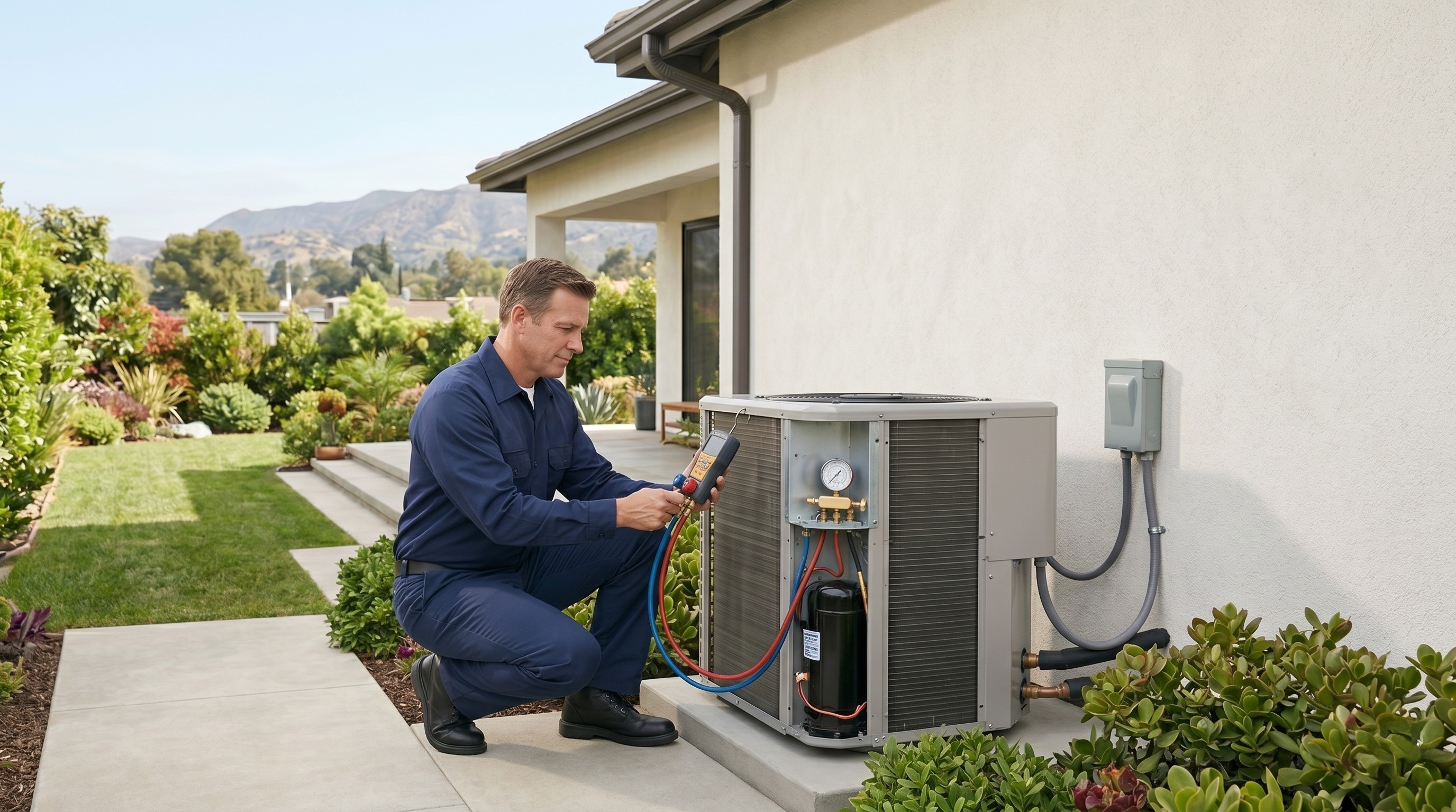 Residential outdoor AC condenser service