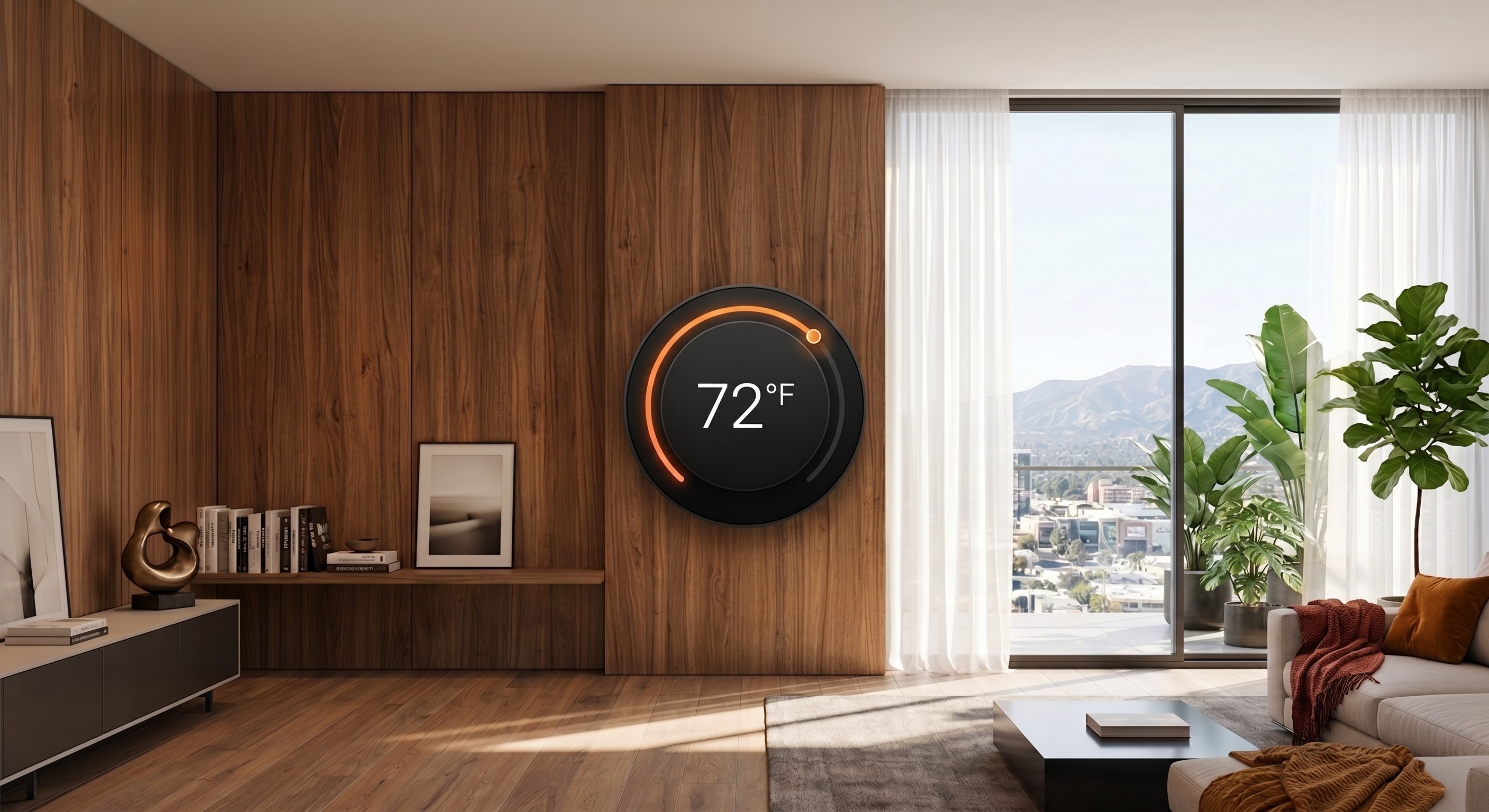 Smart thermostat in a premium modern home