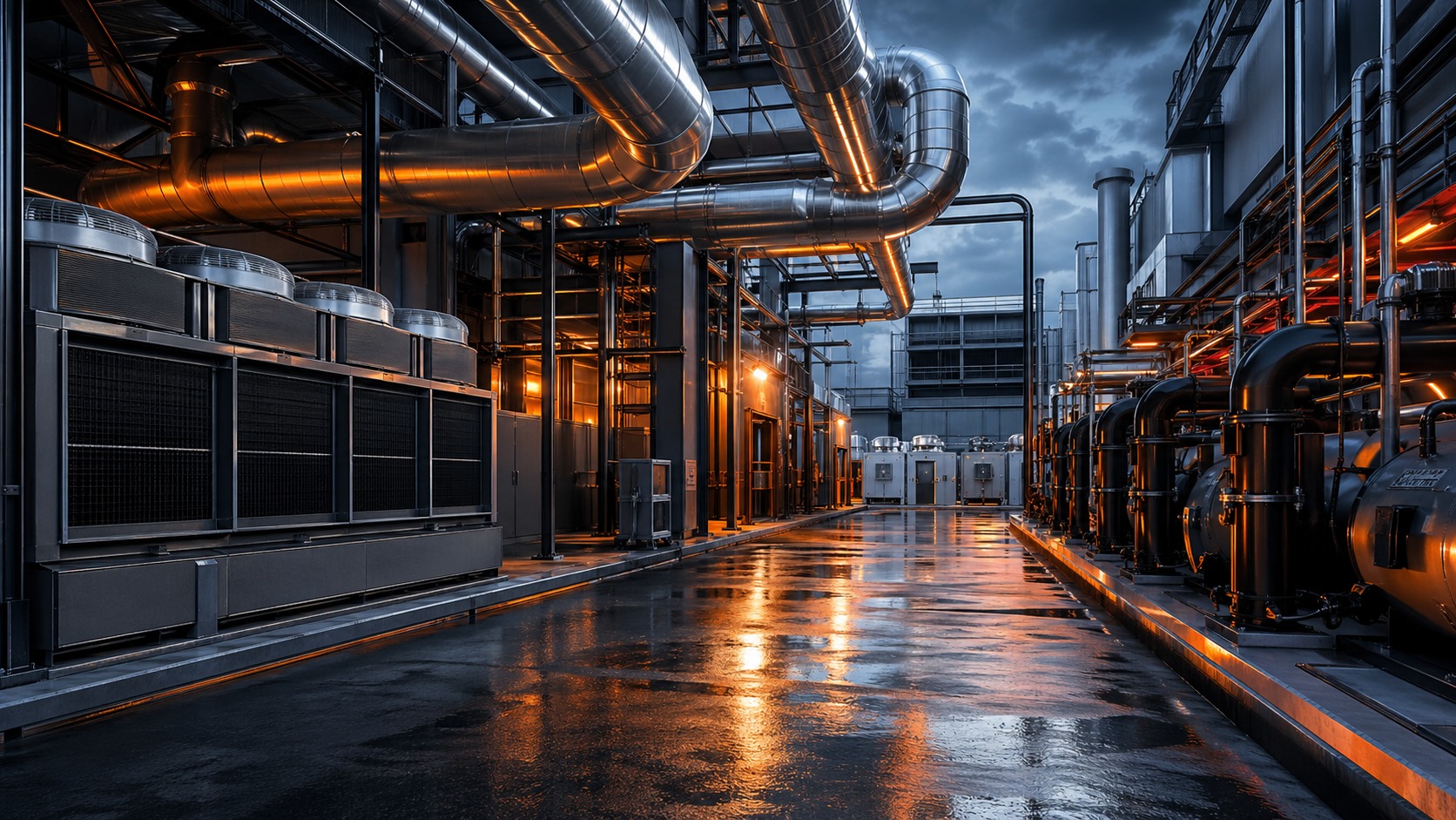 Industrial HVAC facility with large-scale systems
